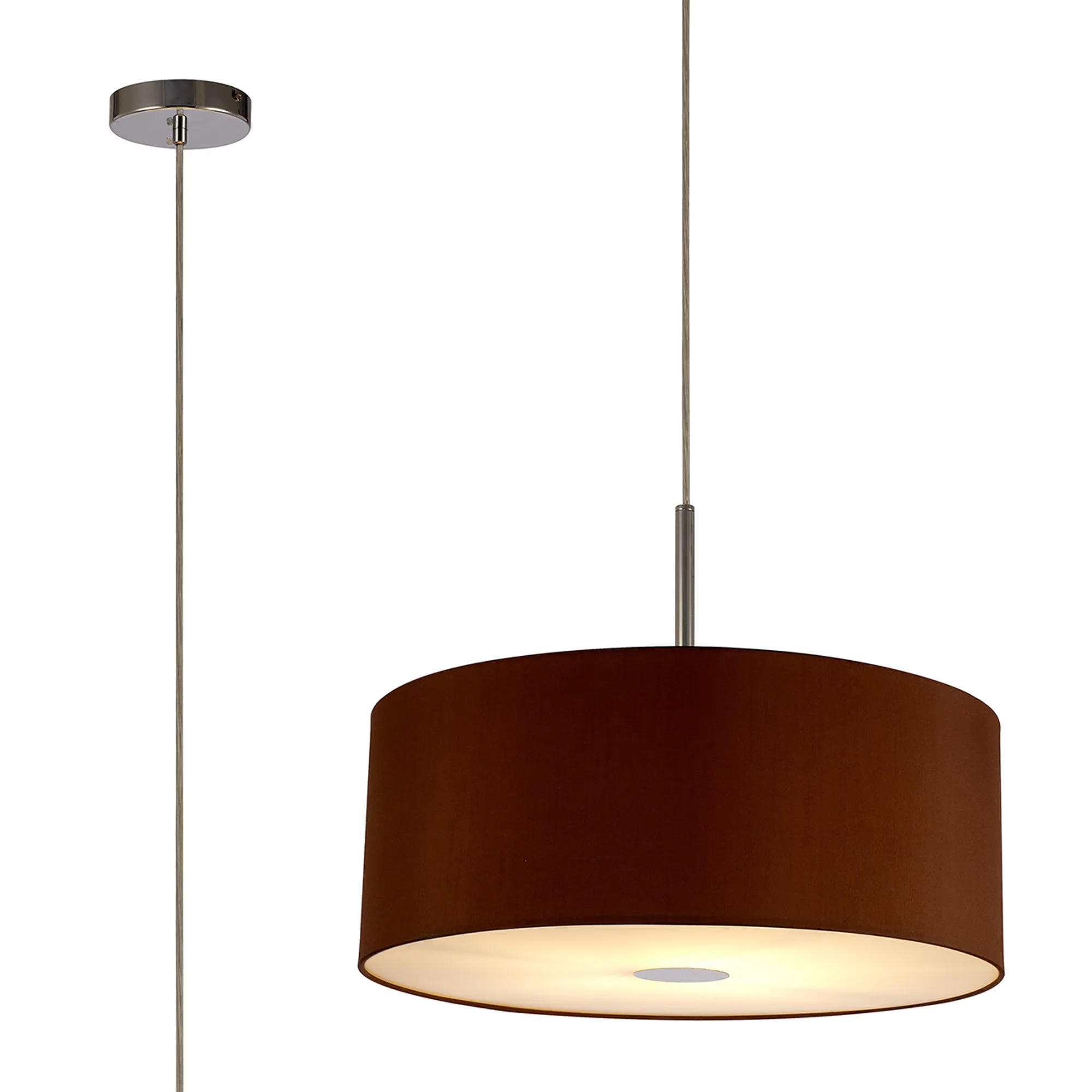 Baymont 50cm Pendant 1 Light Polished Chrome, Raw Cocoa/Grecian Bronze, Frosted Diffuser